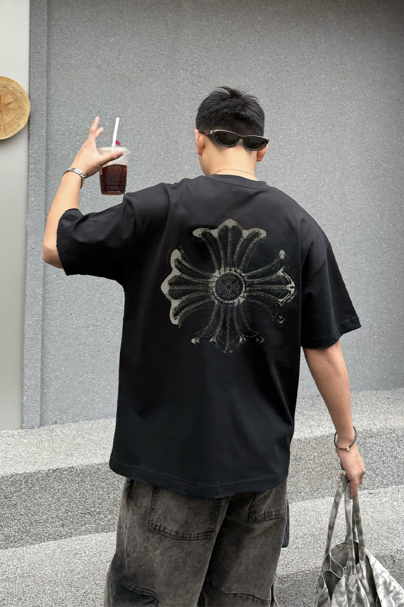 Chrome Hearts Чёрная оверсайз футболка Premium 