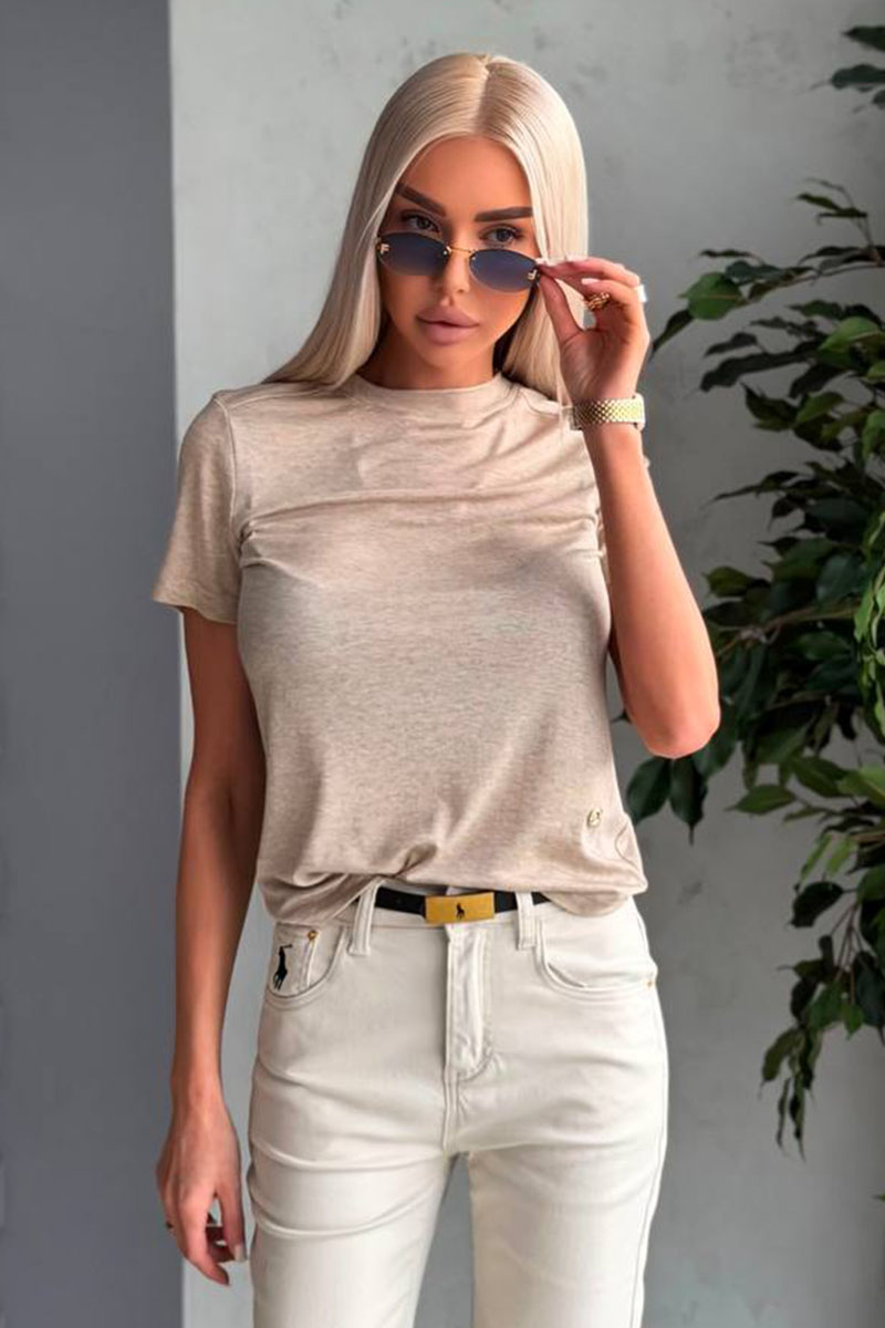 Loro Piana Женская бежевая футболка premium