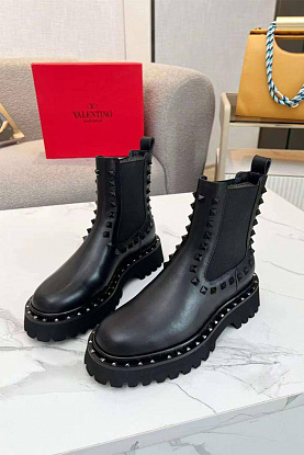 Женские кожаные ботинки с мехом 