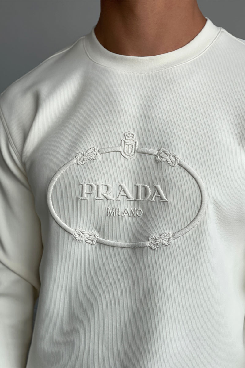 Prada Мужской белый свитшот logo-embroidered