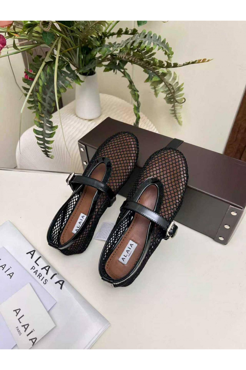 Designer Clothing Женские плетёные балетки Alaia Fishnet Ballet premium