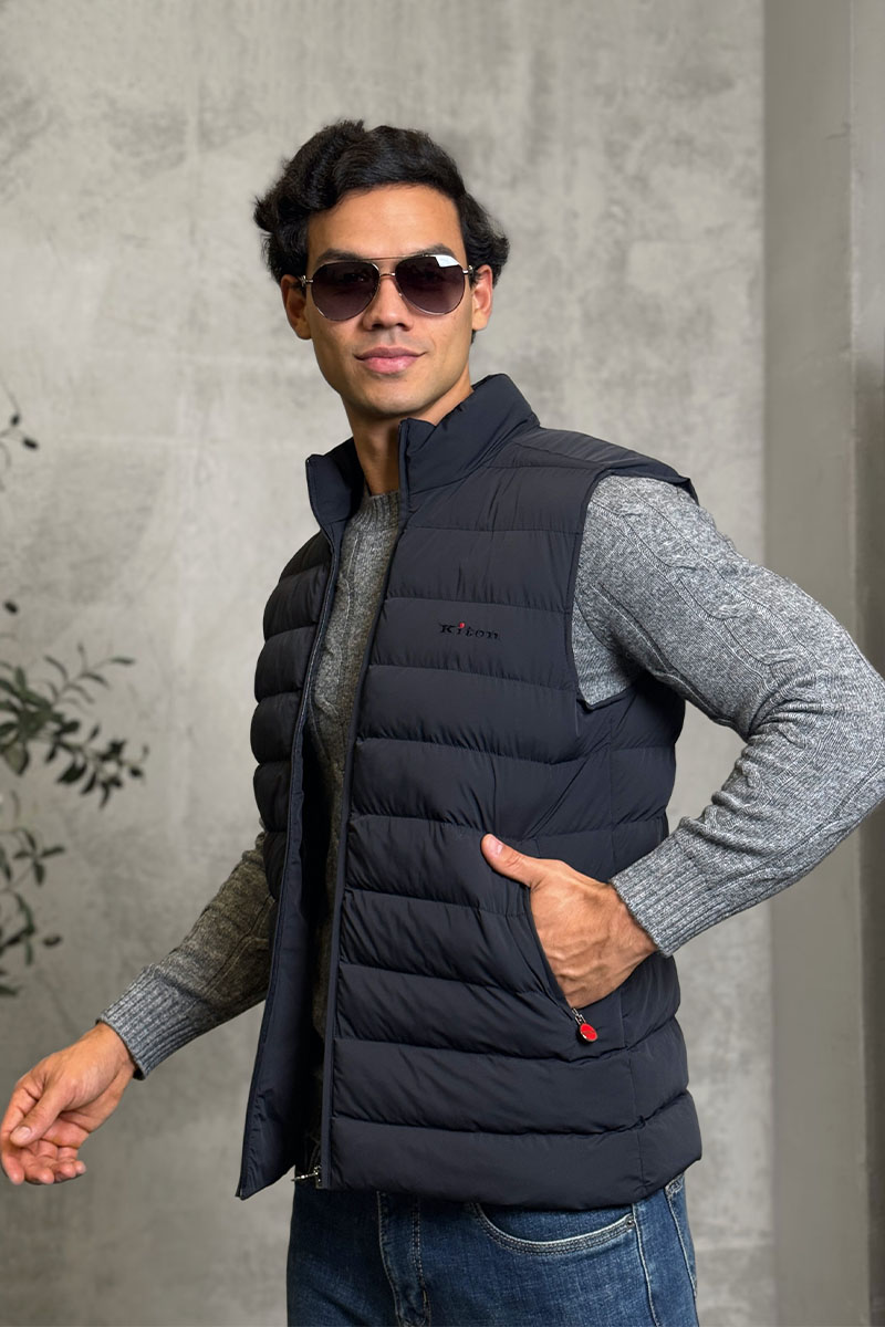 Kiton Мужской тёмно-синий жилет 