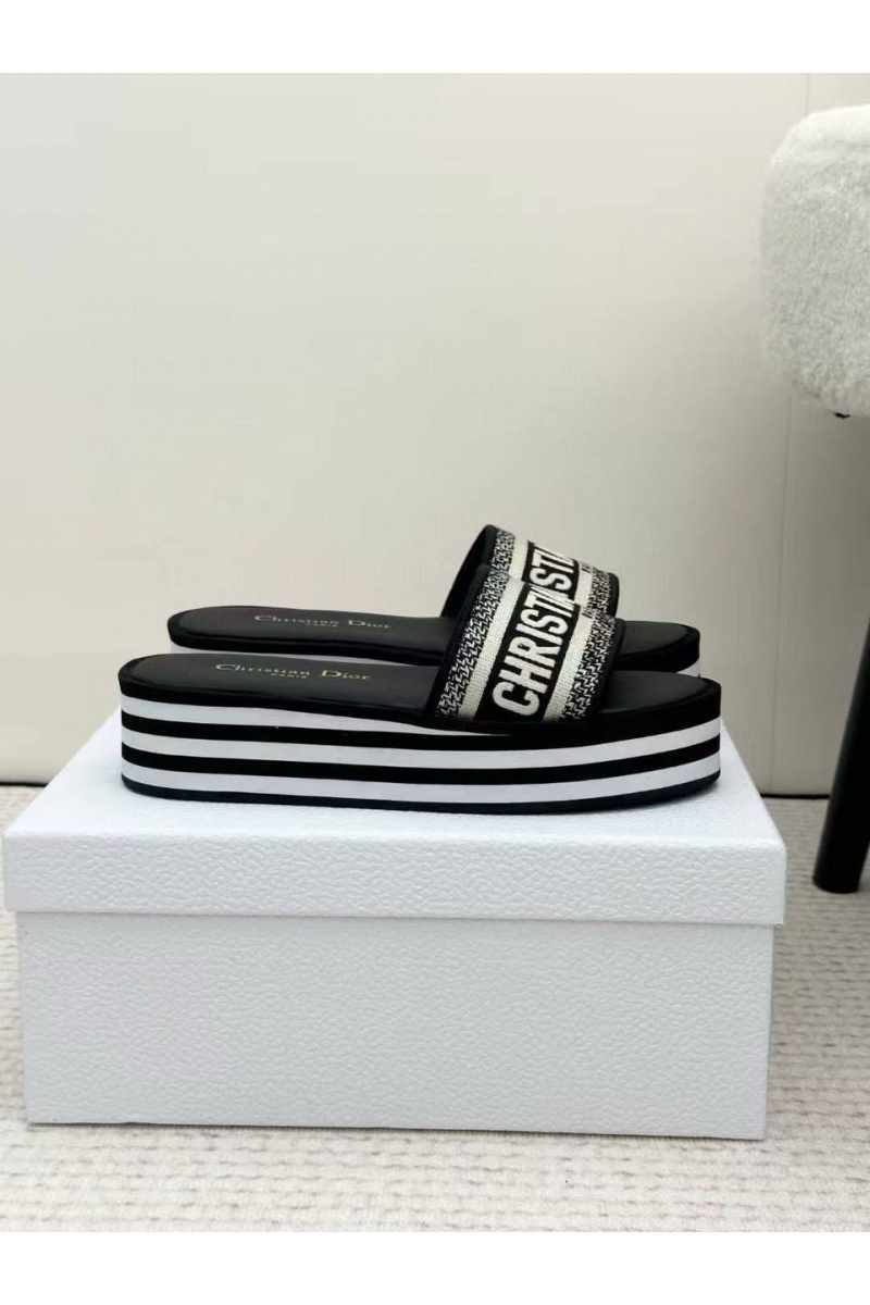 Dior Женские шлёпанцы на платформе Premium - Black