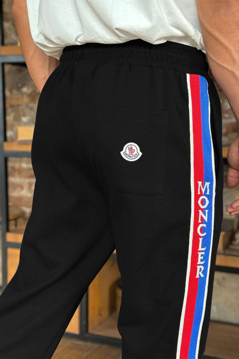 Moncler Чёрный спортивный костюм striped logo 