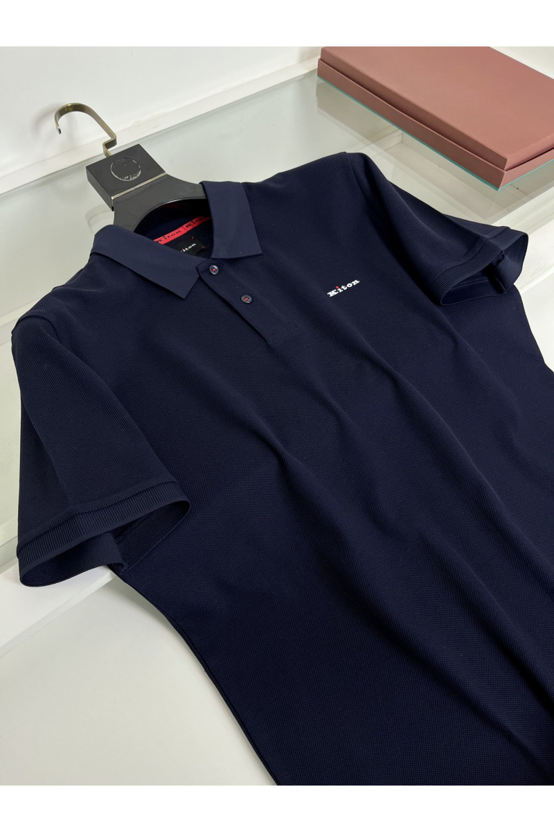 Kiton Мужское тёмно-синее поло premium 