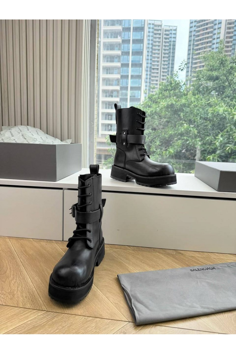 Balenciaga Женские кожаные ботинки Venom Lace-Up premium