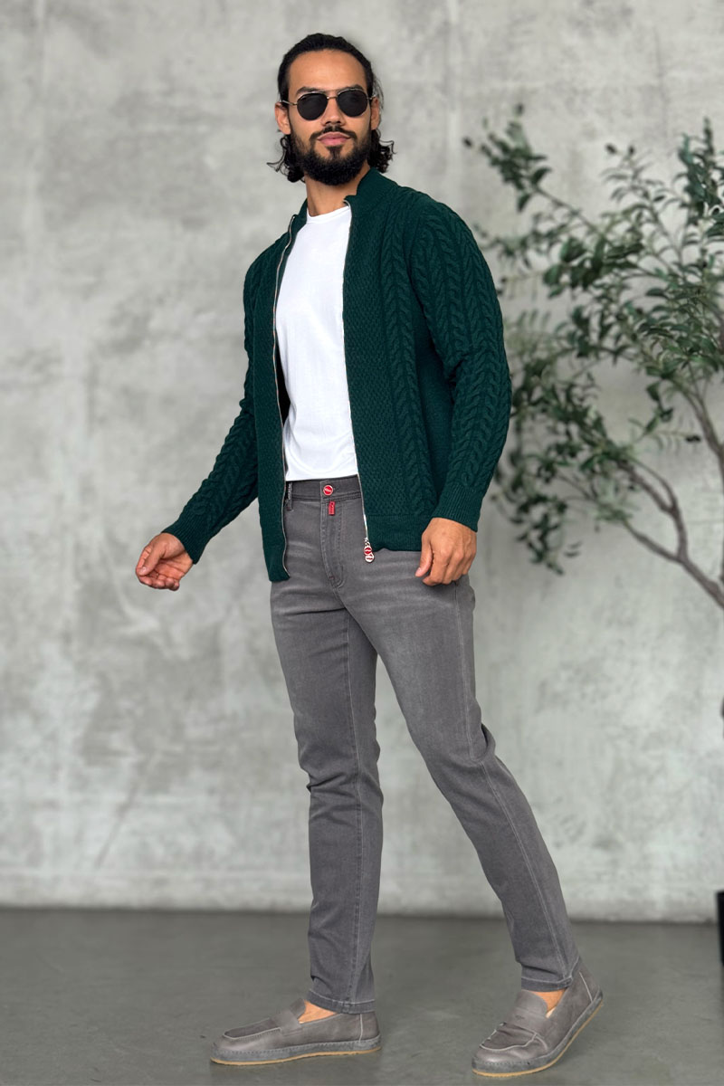 Kiton Мужской свитер зелёного цвета 
