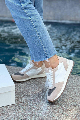 Женские замшевые кроссовки Monili - White / Pink