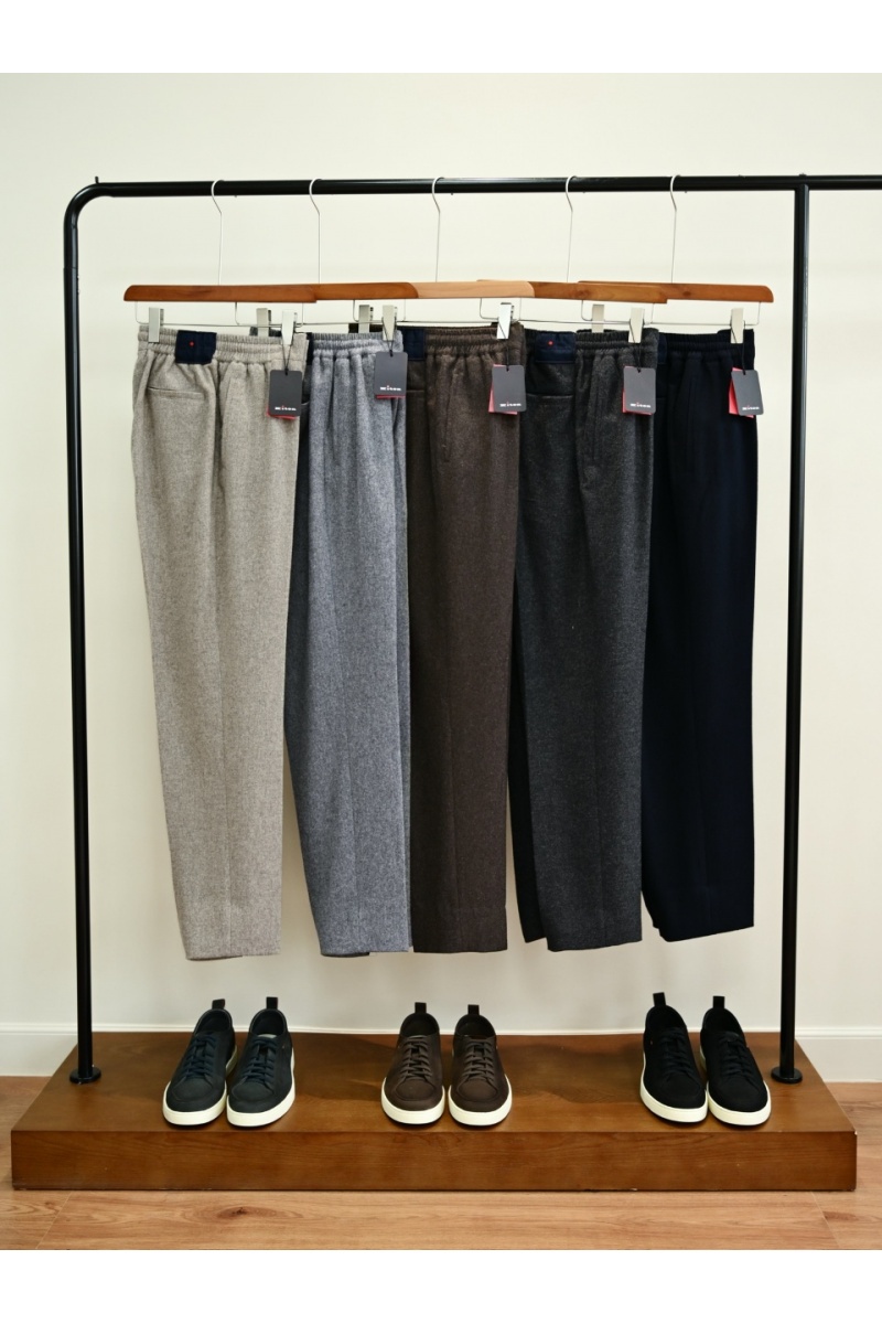 Kiton Мужские серые брюки premium