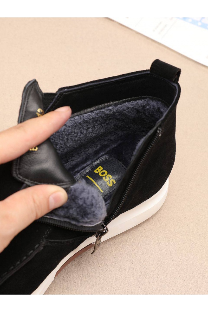 Hugо Воss Замшевые лоферы с мехом high-top - Black