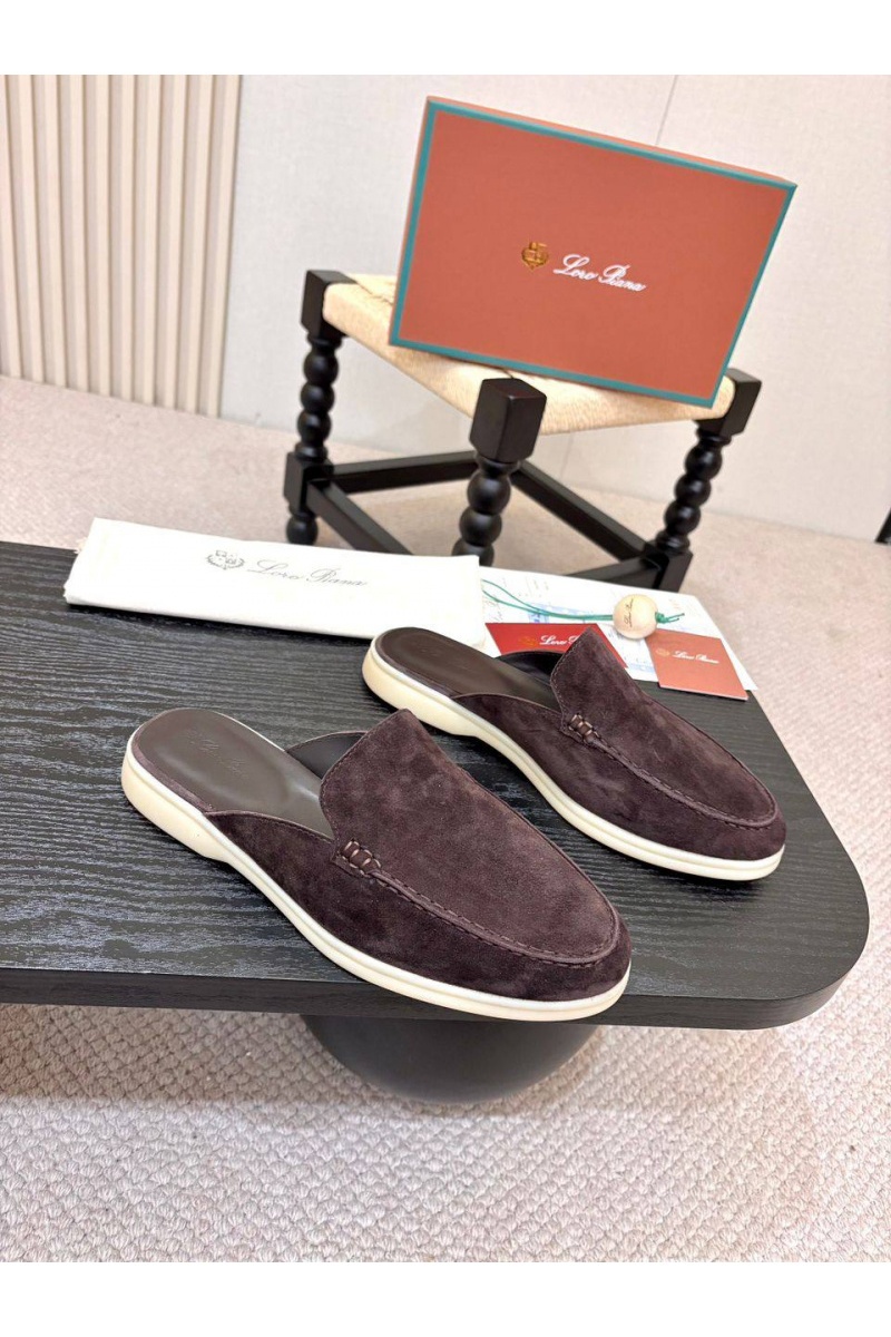 Loro Piana Мужские замшевые шлёпанцы