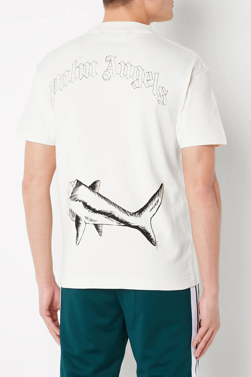 Palm Angels Белая футболка Broken Shark 
