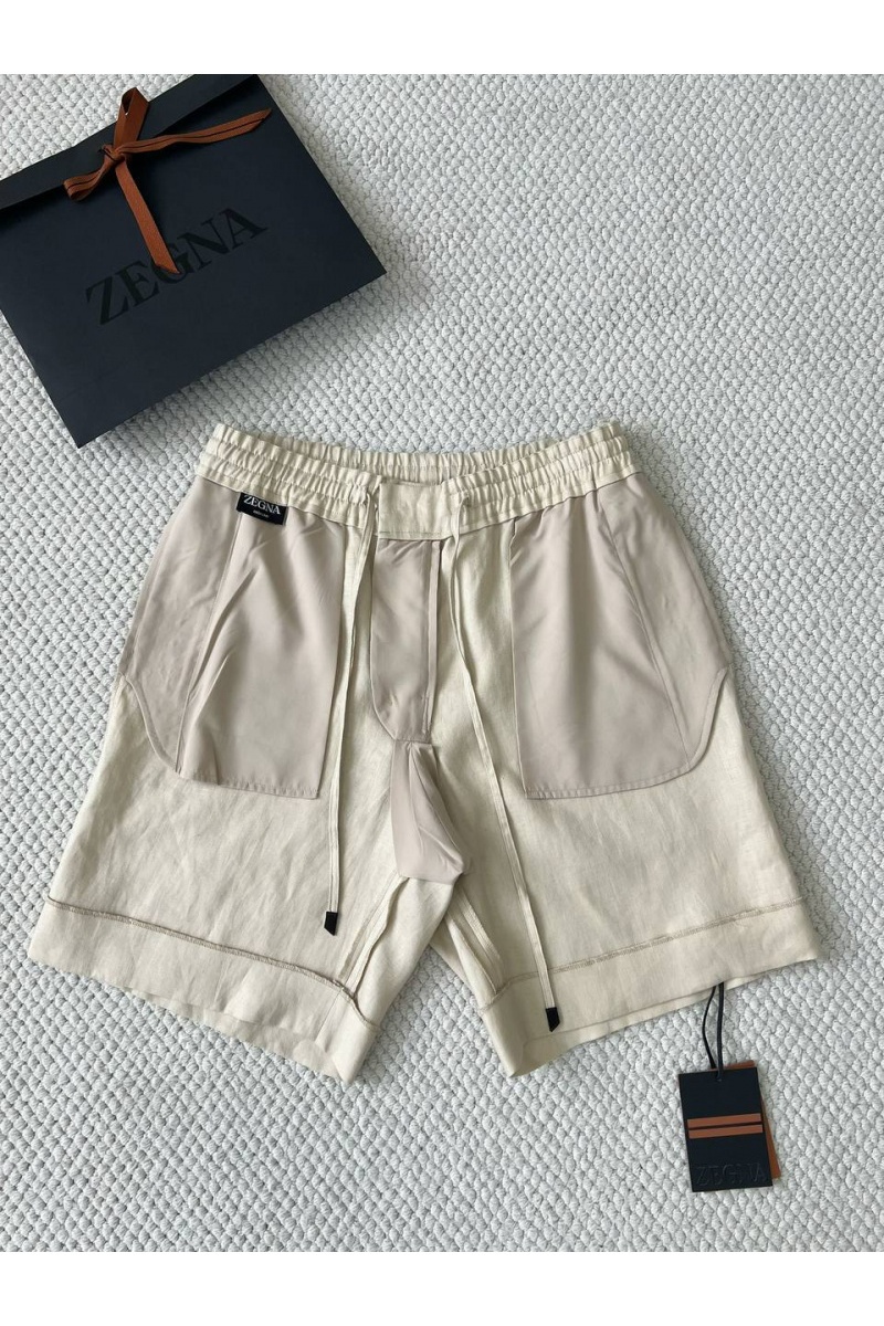 Zegna Льняные шорты бежевого цвета premium