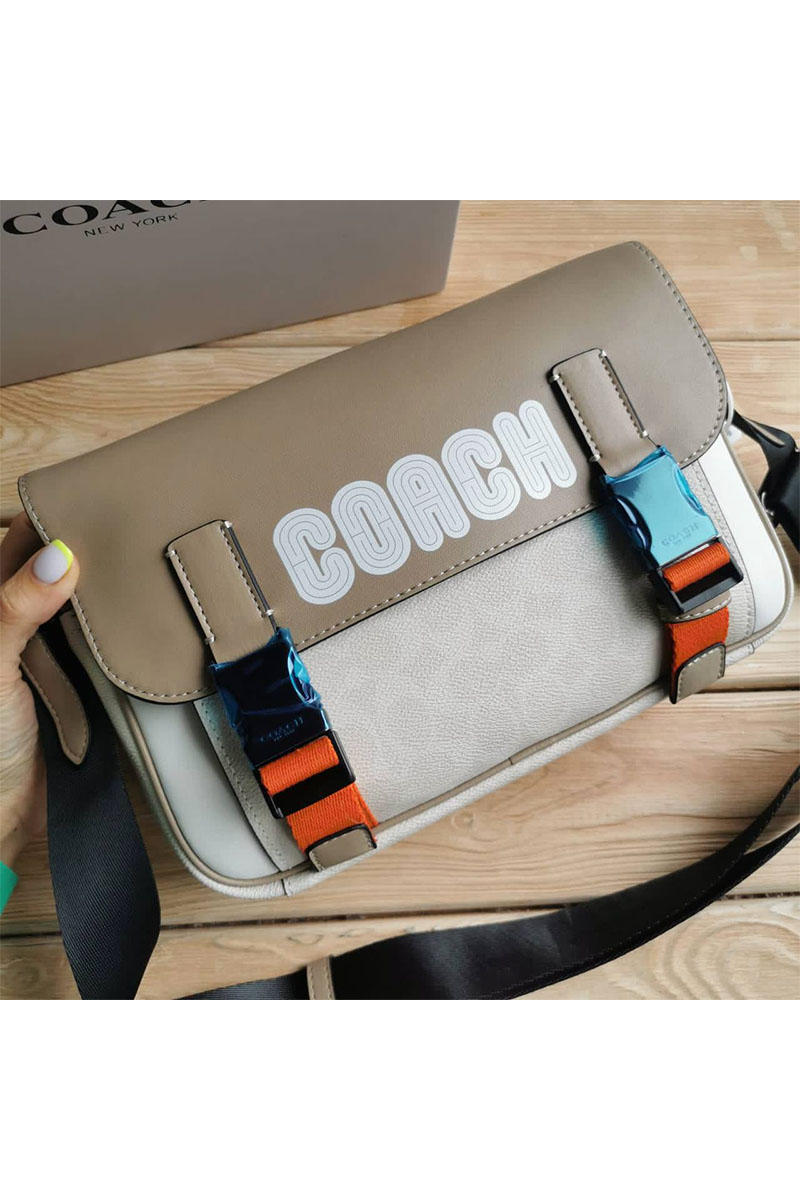 Coach Кожаная сумка Coach Track - Colorblock 28x20 см