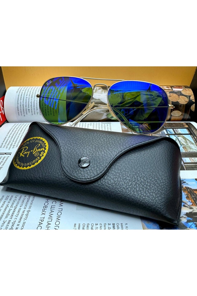 Ray Ban Солнцезащитные очки Aviator Large Metal - Navy Mirrored