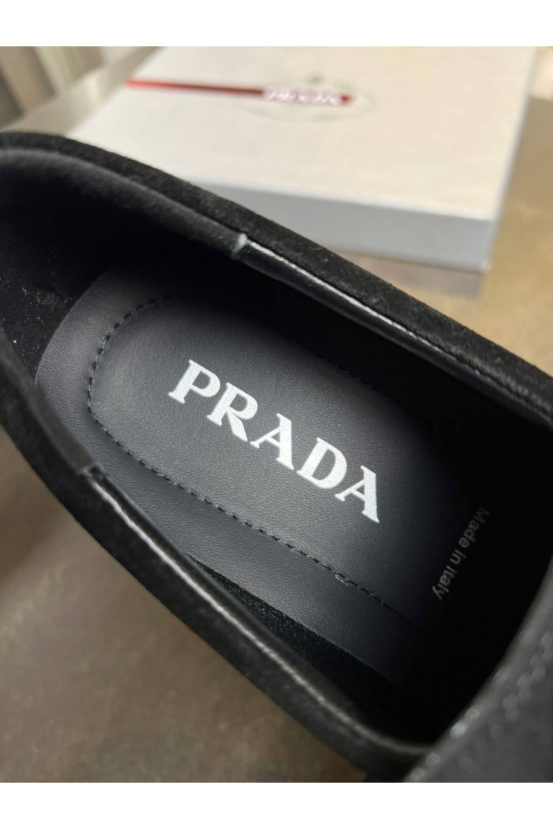 Prada Женские замшевые лоферы Premium - Black