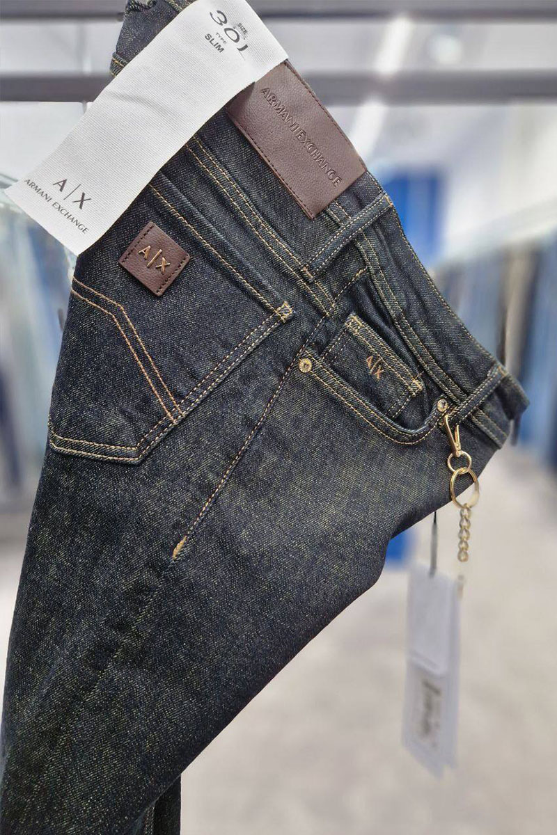 Emporio Armani EA7 Мужские тёмно-синие джинсы logo-patch