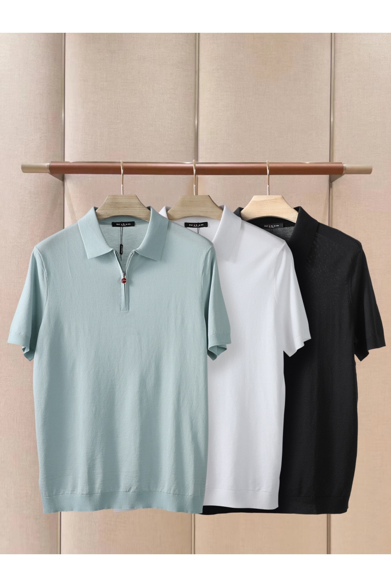 Kiton Мужское поло чёрного цвета premium