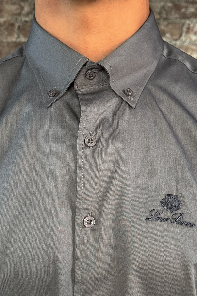 Loro Piana Мужская рубашка logo-embroidered - Grey