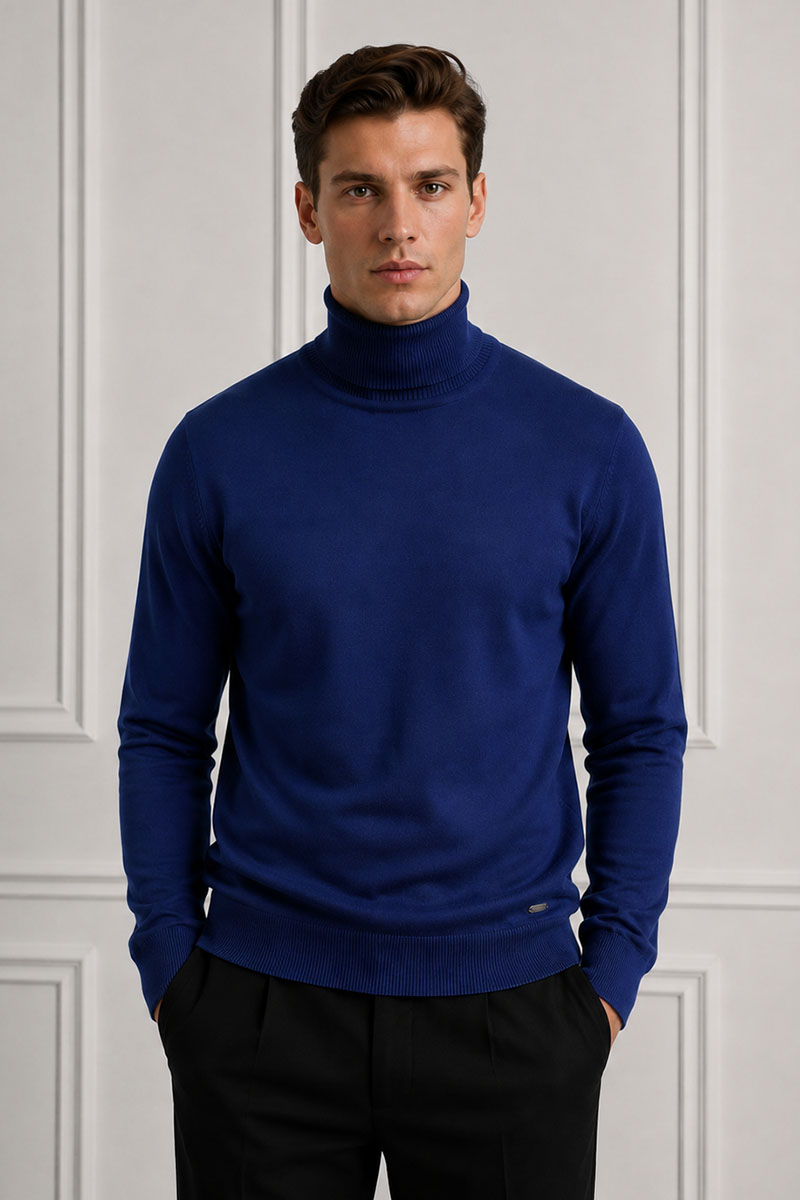 Designer Clothing Мужская синяя водолазка Maglione 