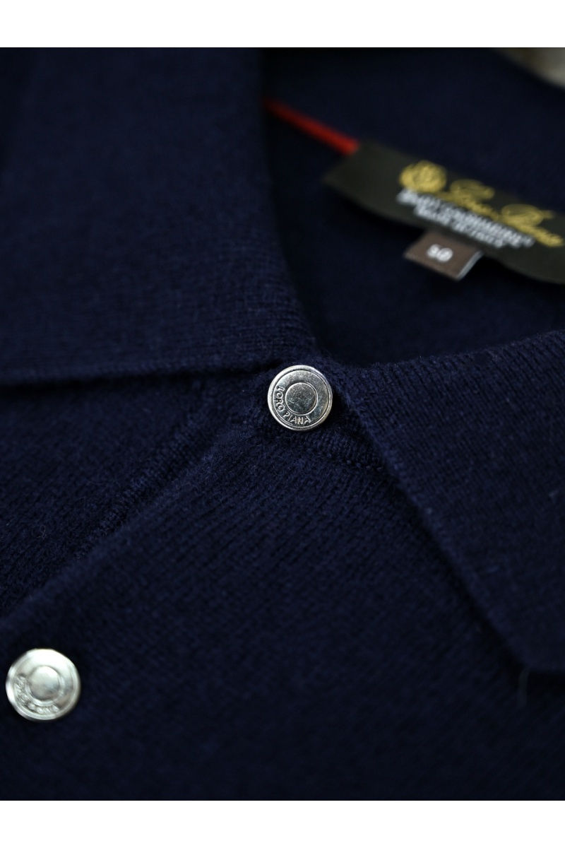 Loro Piana Тёмно-синее поло с длинным рукавом premium