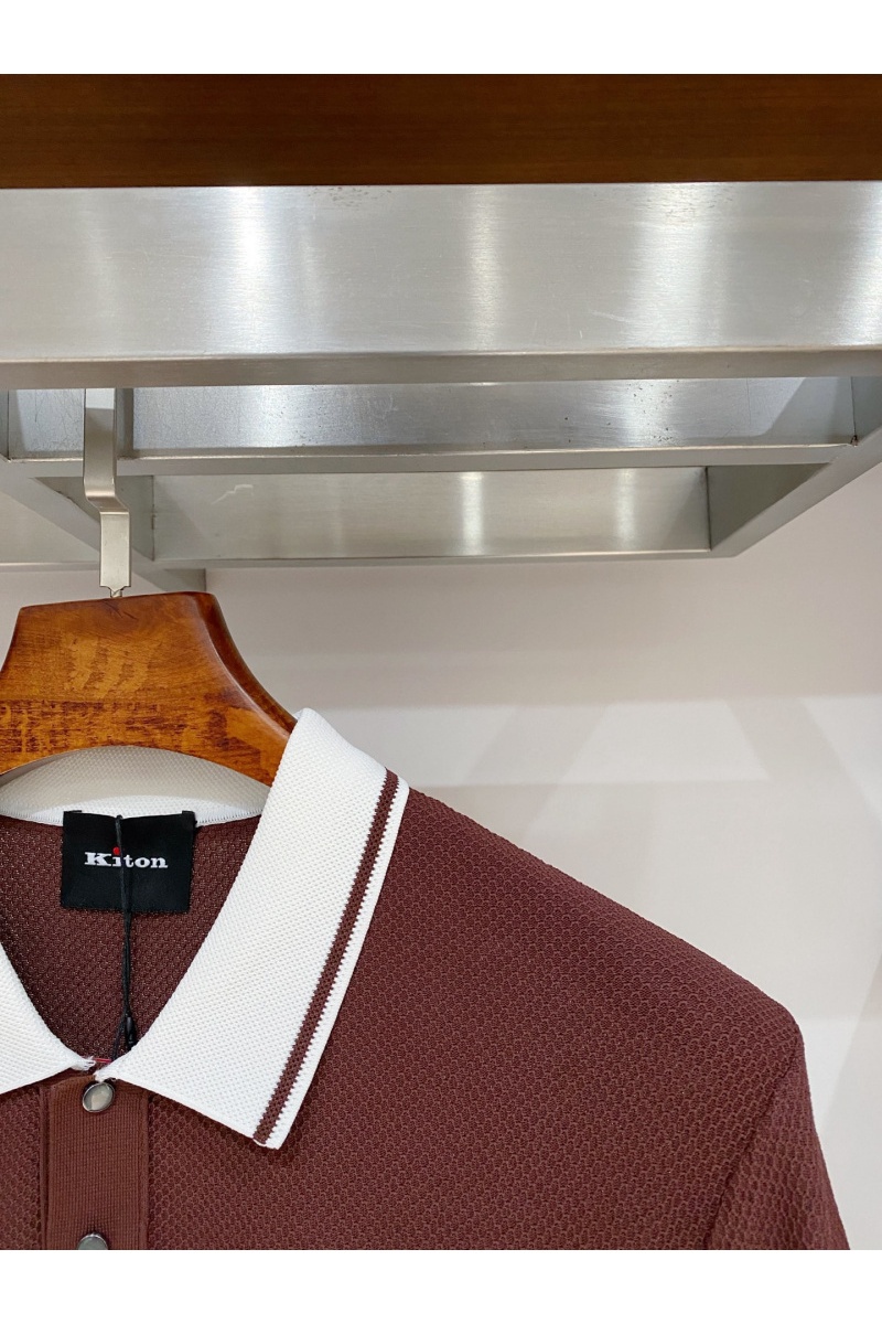 Kiton Мужское коричневое поло premium