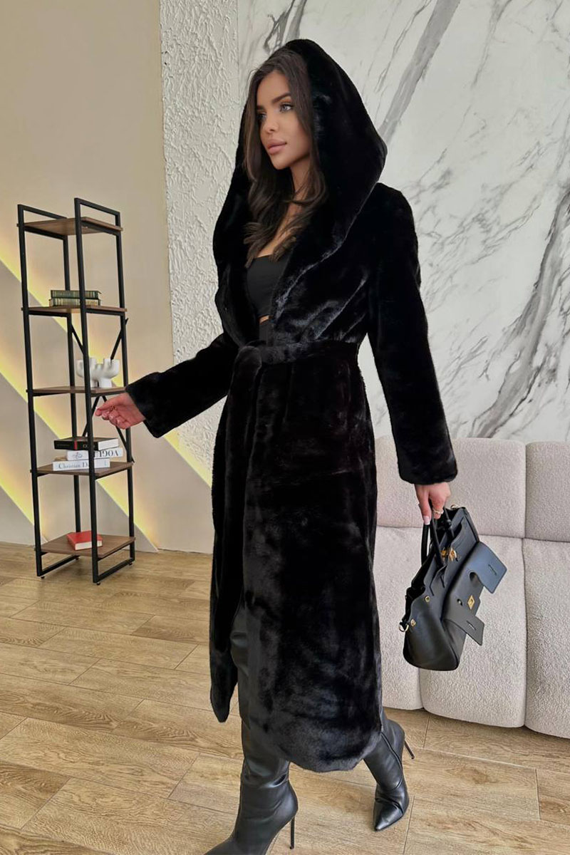 Designer Clothing Женская эко шуба из стриженной норки чёрного цвета