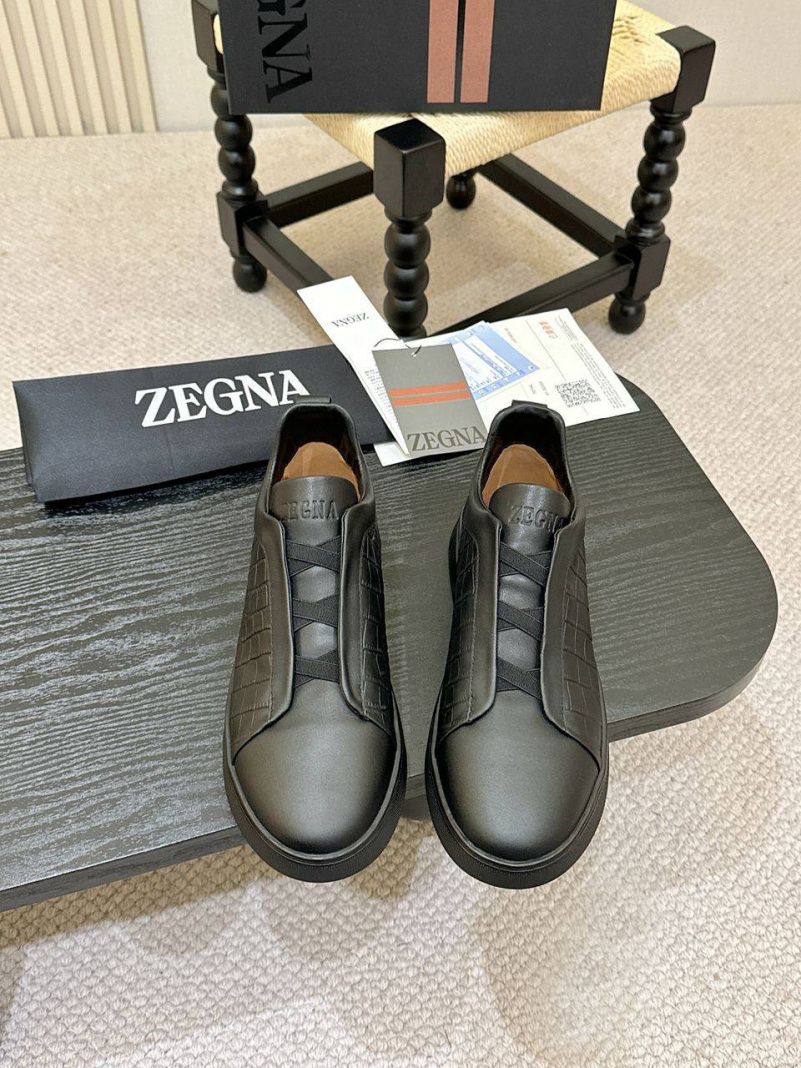 Zegna Мужские кроссовки Triple Stitch Alligator - Black