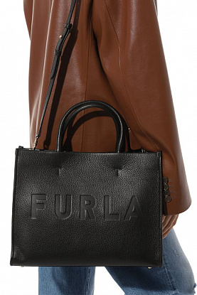 Кожаная сумка Furla  Wonderfurla Medium 35x26 см - Black
