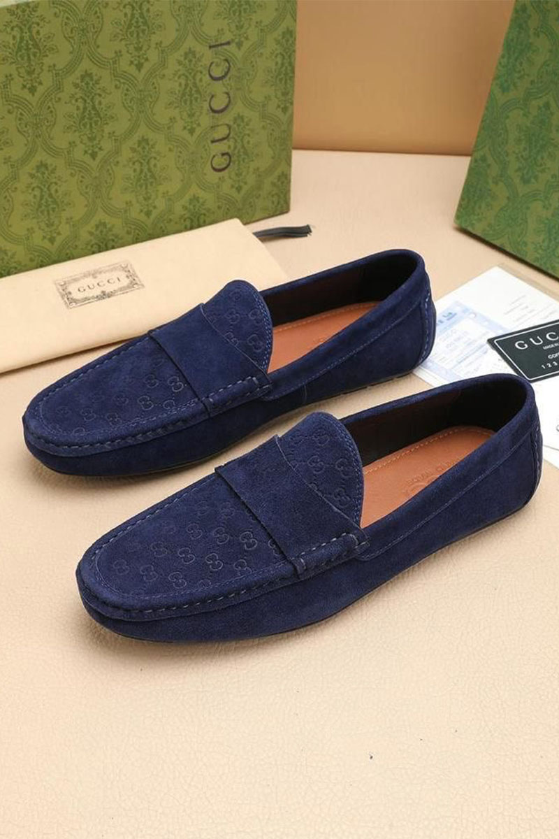 Gucci Мужские замшевые мокасины GG monogram