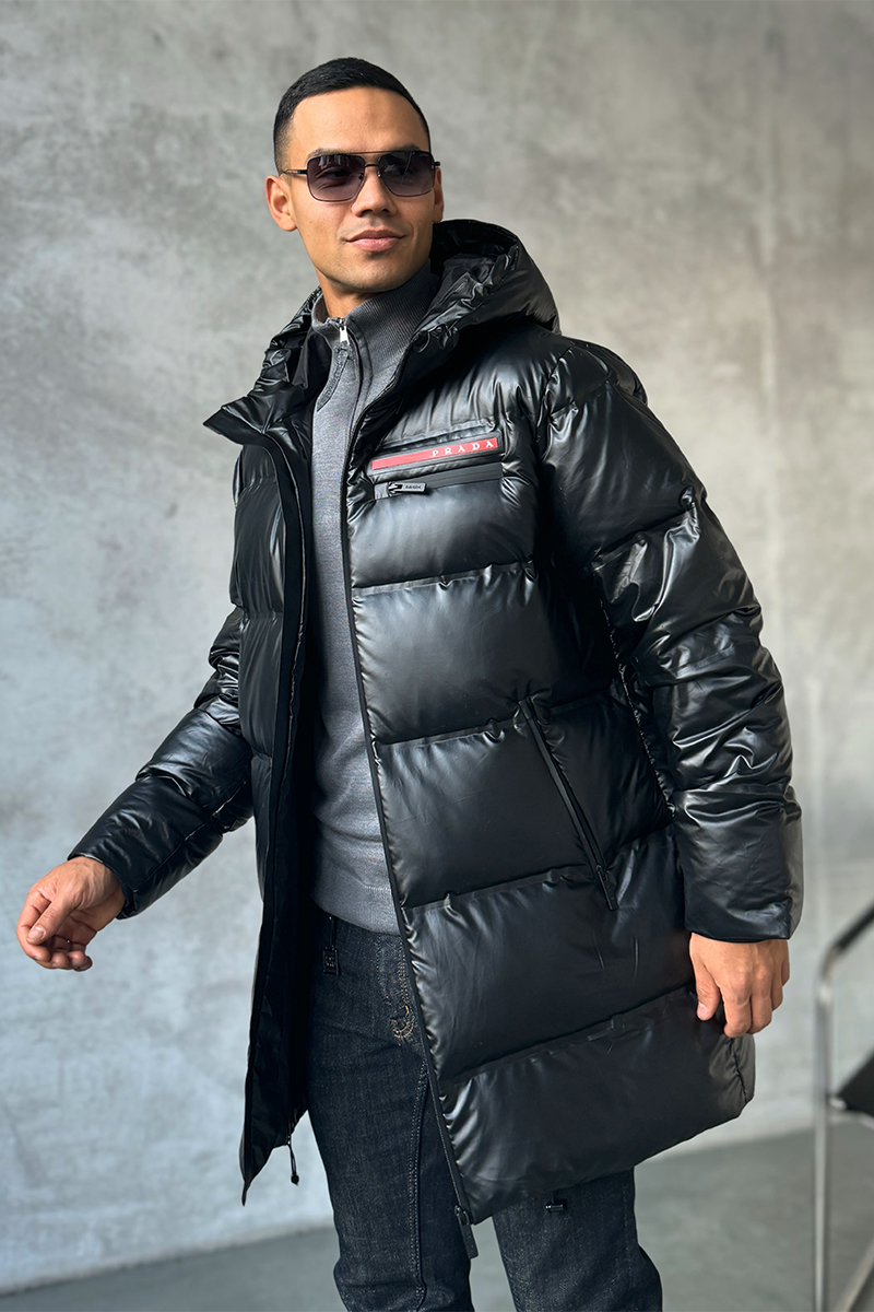 Prada Мужская чёрная парка Linea Rossa