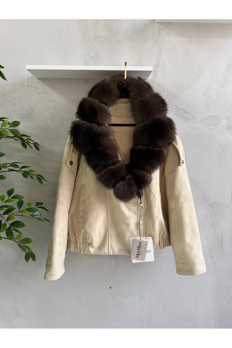 Max Mara Женский бомбер с натуральным мехом premium