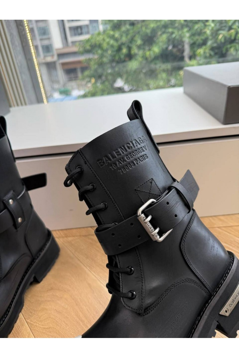 Balenciaga Женские кожаные ботинки Venom Lace-Up premium