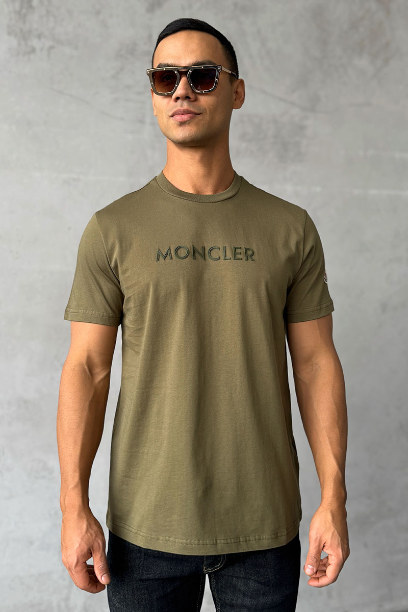 Moncler Мужская футболка logo-patch - Khaki
