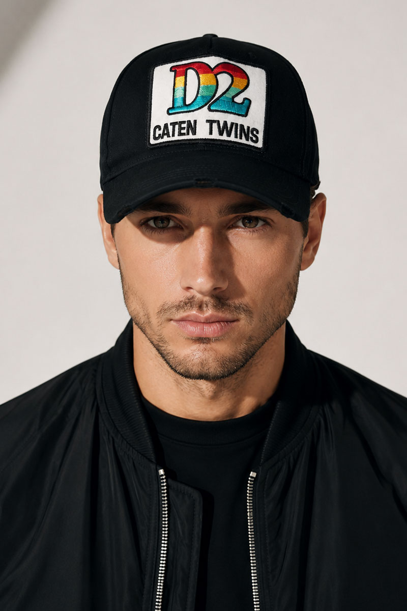 Dsquared2 Мужская чёрная бейсболка Caten Twins