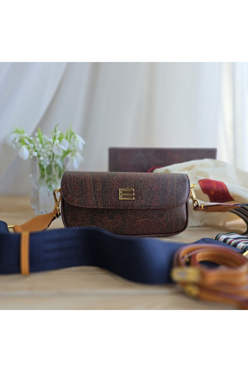 Etro Кожаная сумка с узором пейсли 20x9 см