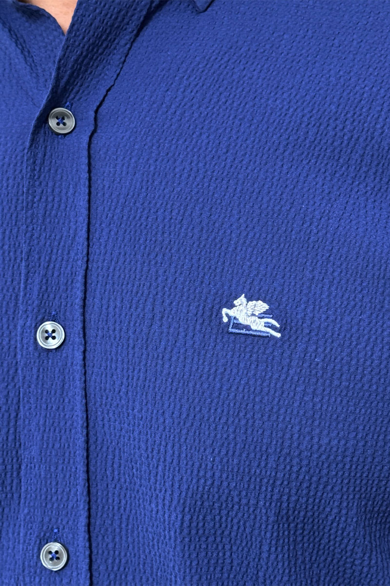 Etro Мужская синяя рубашка Pegasus logo