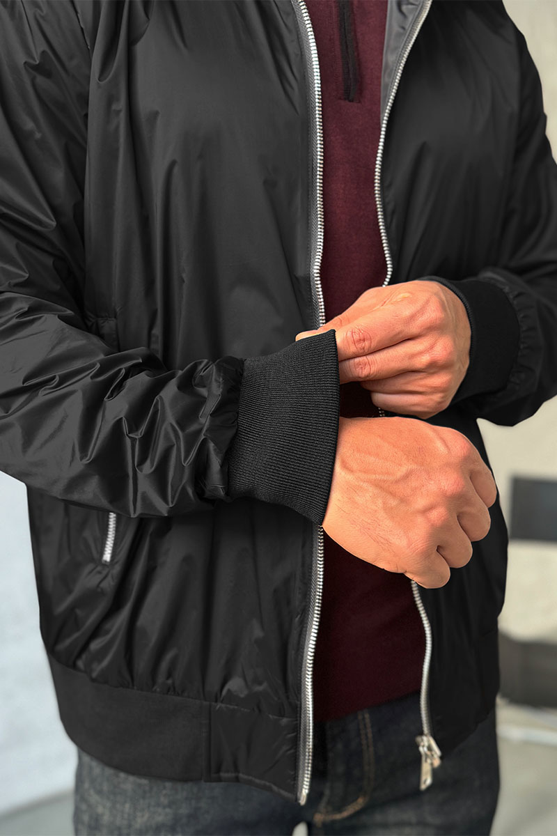 Prada Двусторонняя ветровка logo-plaque - Black / Grey