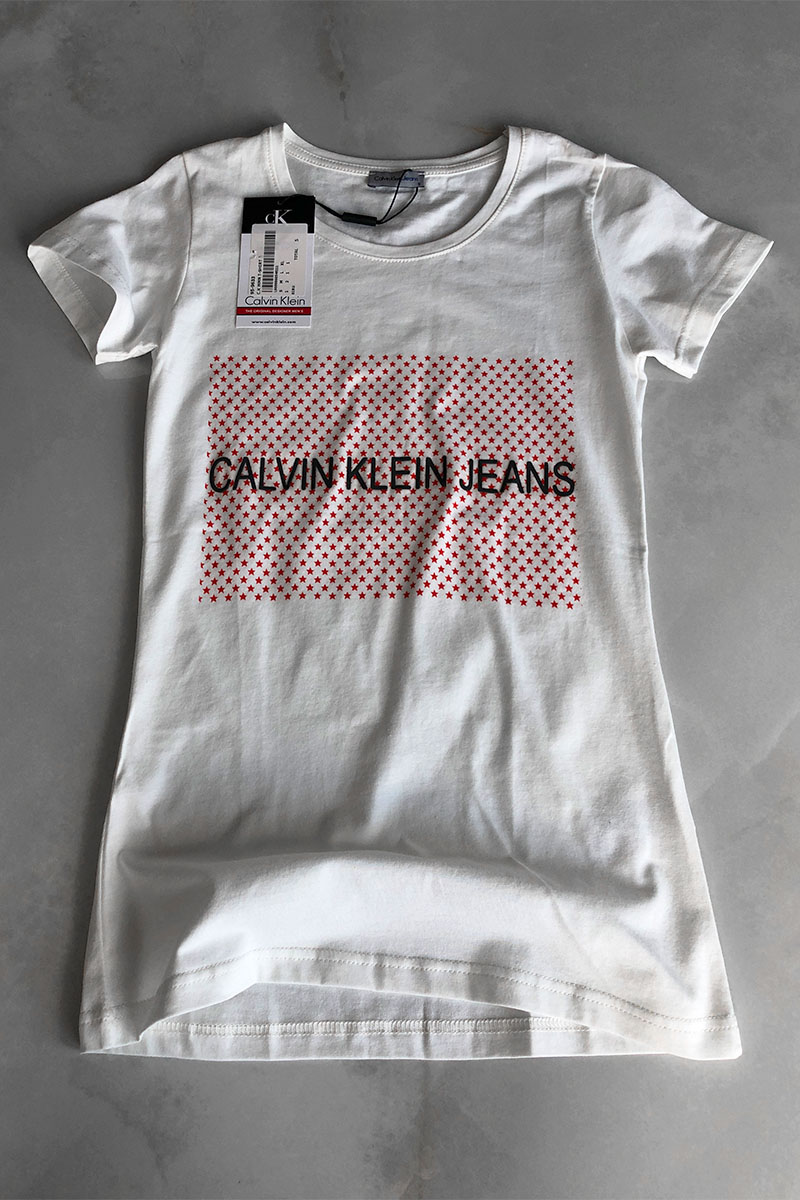 Calvin Klein Женская брендовая футболка белого цвета