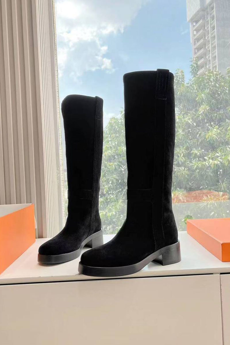 Hermes Женские замшевые сапоги Premium - Black
