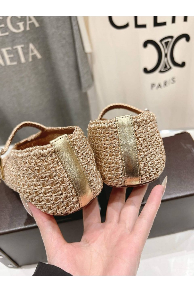 Designer Clothing Женские плетёные балетки ALaia Premium - Beige
