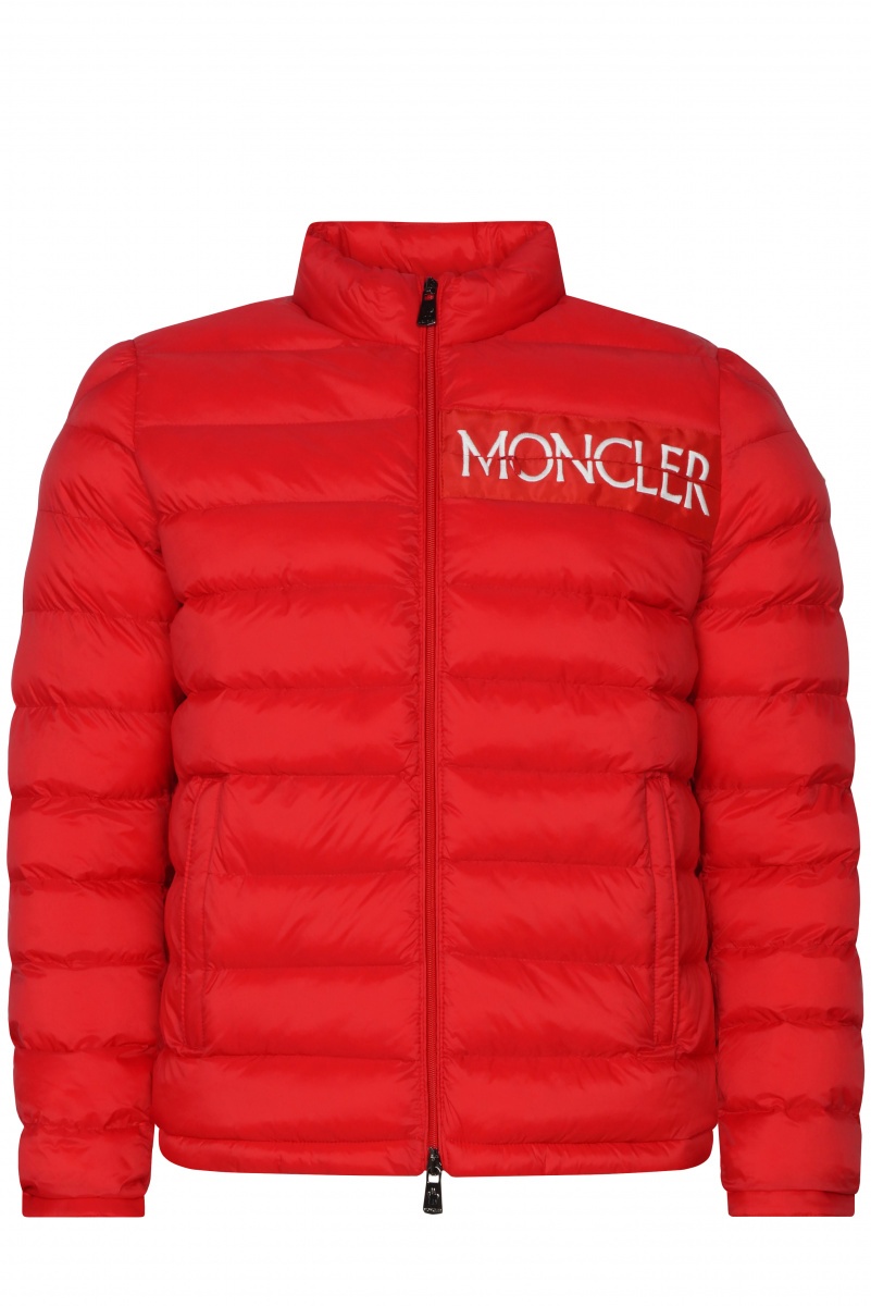 Moncler Мужской брендовый пуховик красного цвета