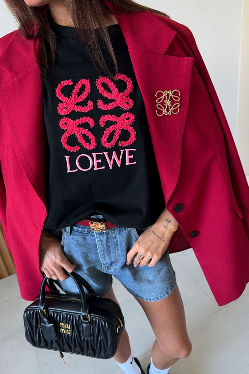 Loewe Женская оверсайз футболка чёрного цвета