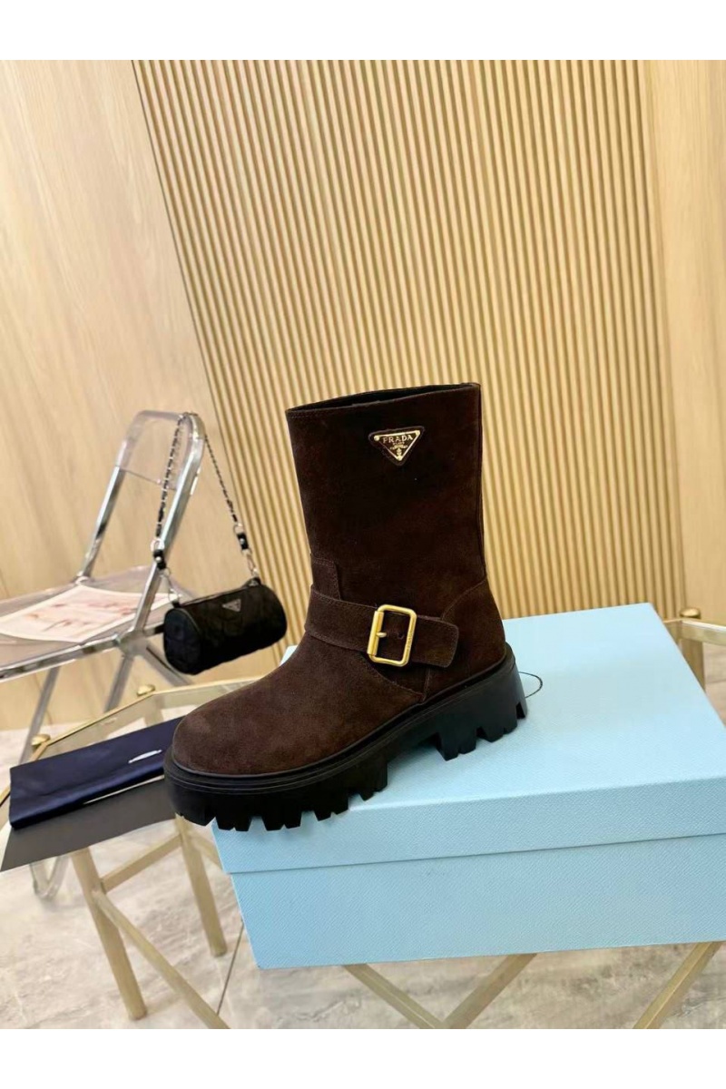 Prada Женские замшевые сапоги Suede premium