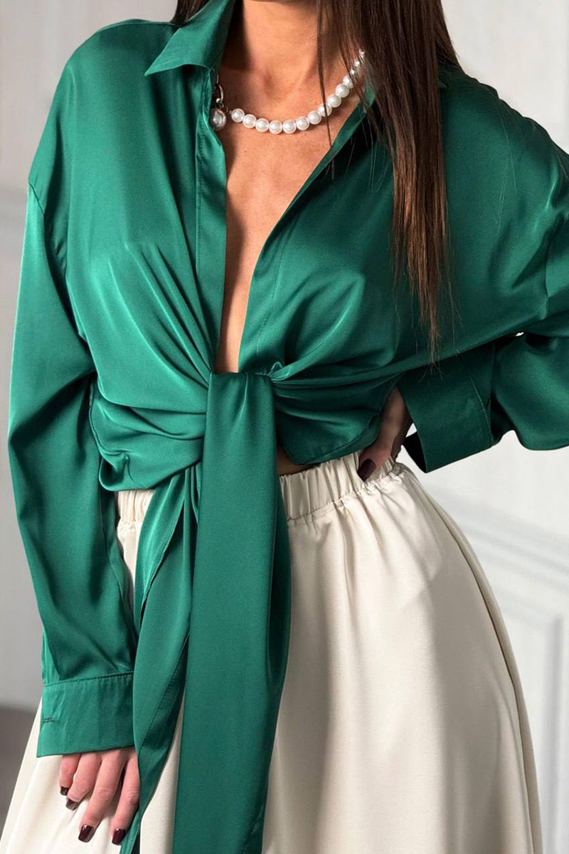 Designer Clothing Женская рубашка на запах зеленого цвета