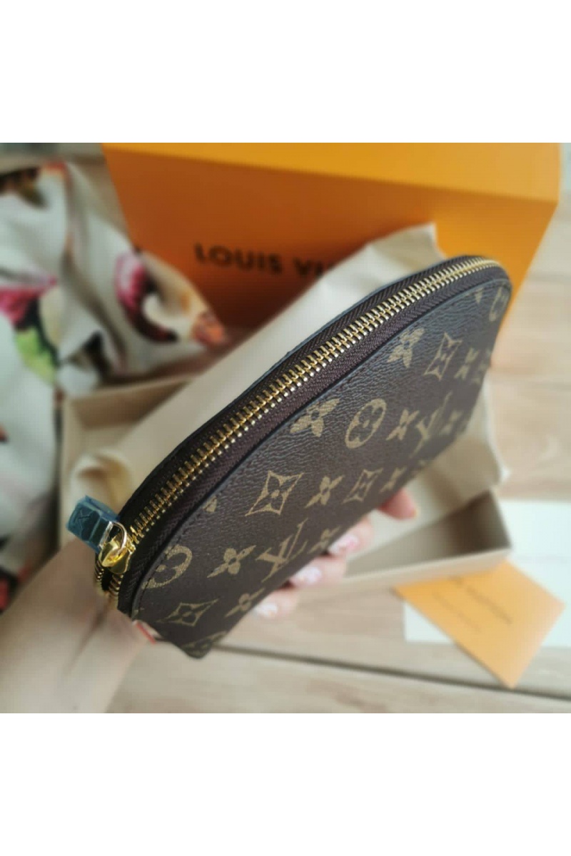 Lоuis Vuittоn Кожаная косметичка Pouch PM Monogram Canvas 19x12 см - Brown