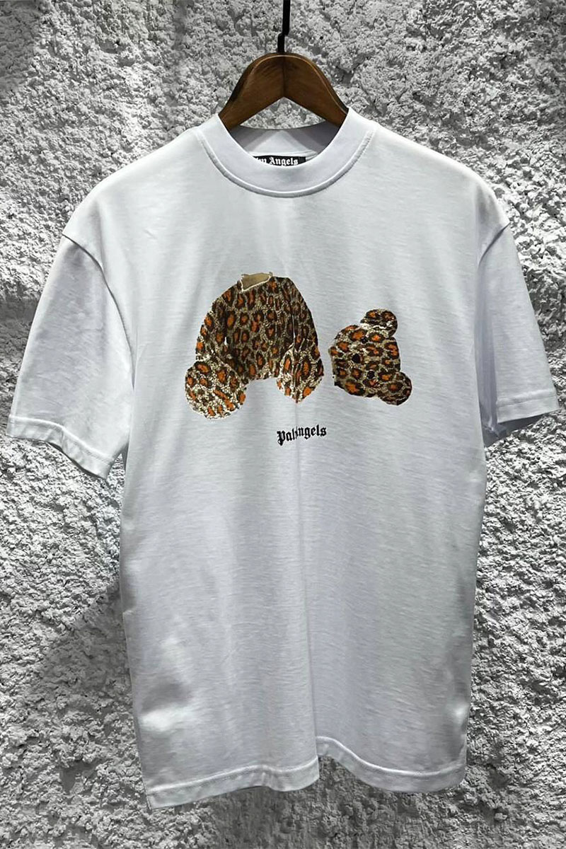 Palm Angels Белая оверсайз футболка Leopard Bear