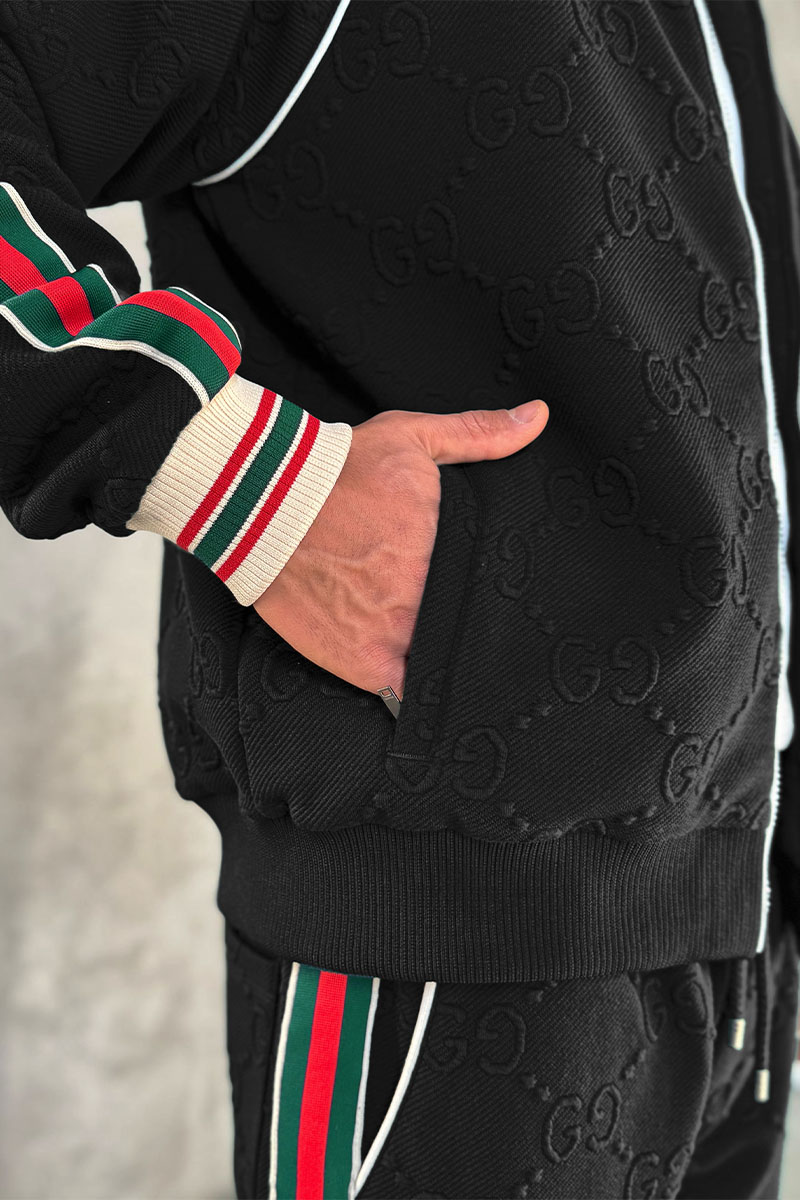 Gucci Чёрная кофта на молнии GG jacquard 