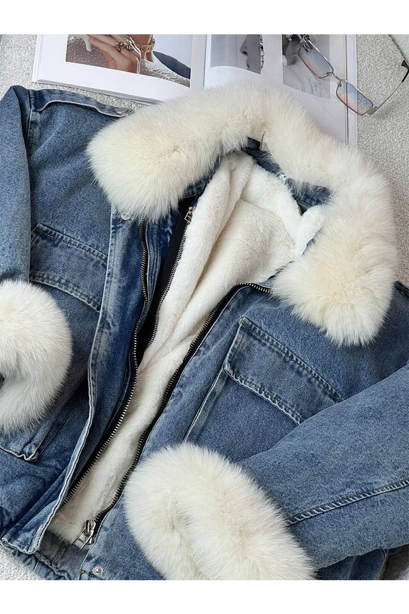 Designer Clothing Женская джинсовая куртка с мехом