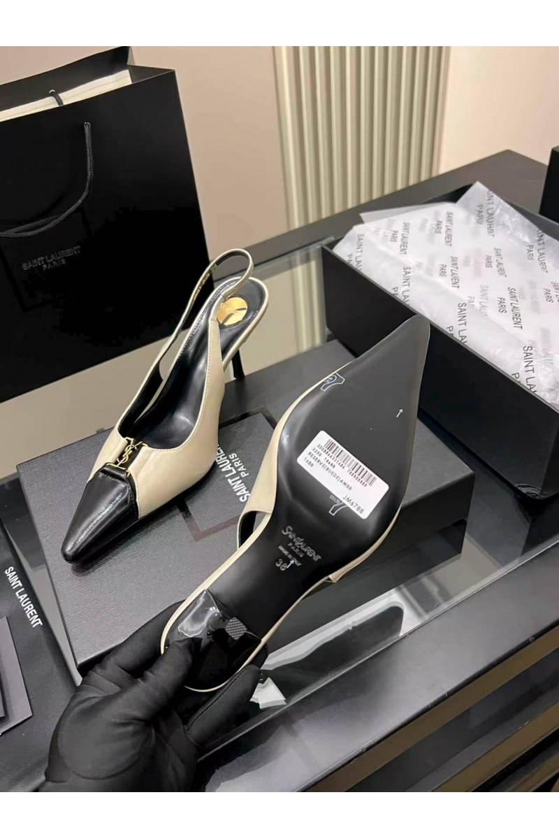 Yves Saint Laurent Женские кожаные туфли на каблуке premium